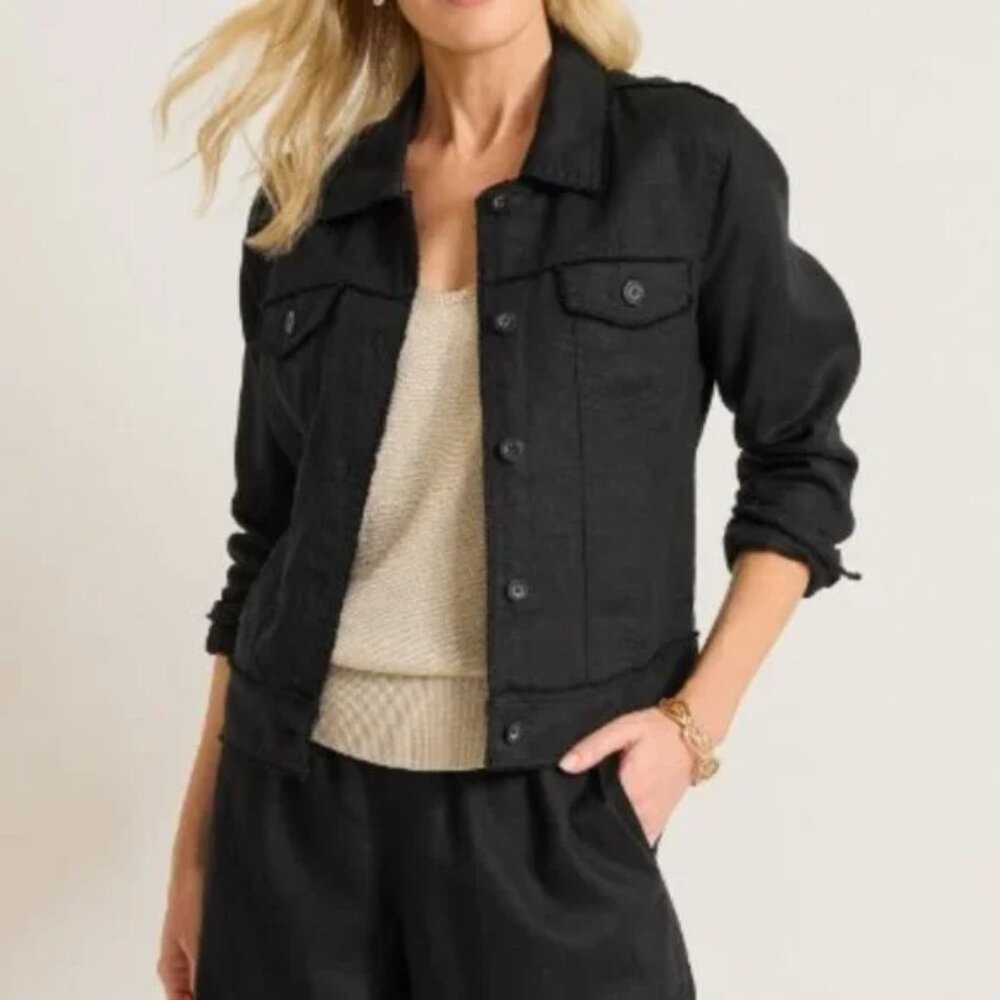 🌿 Tommy Bahama Linen Blend Safari/Utility Jacket - Black